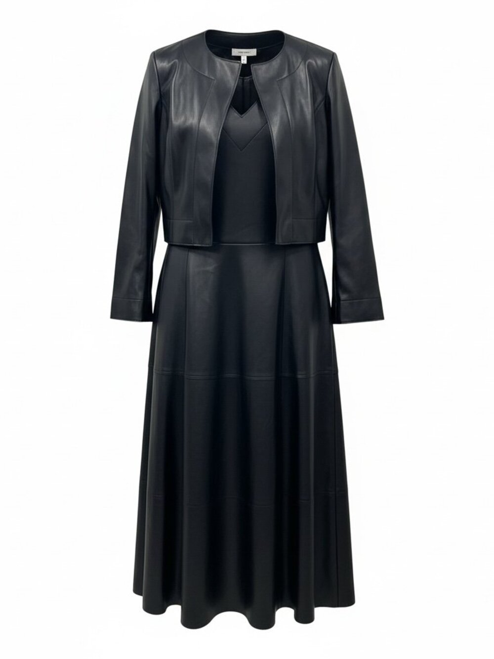 Faux Leather Dress and Jacket Set